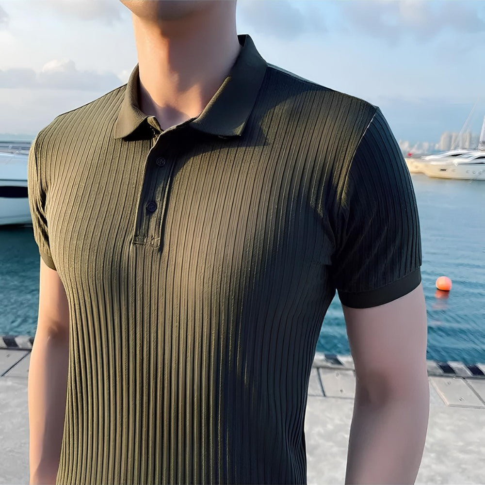 Camisa Polo Masculina de Malha Canelada Bourton