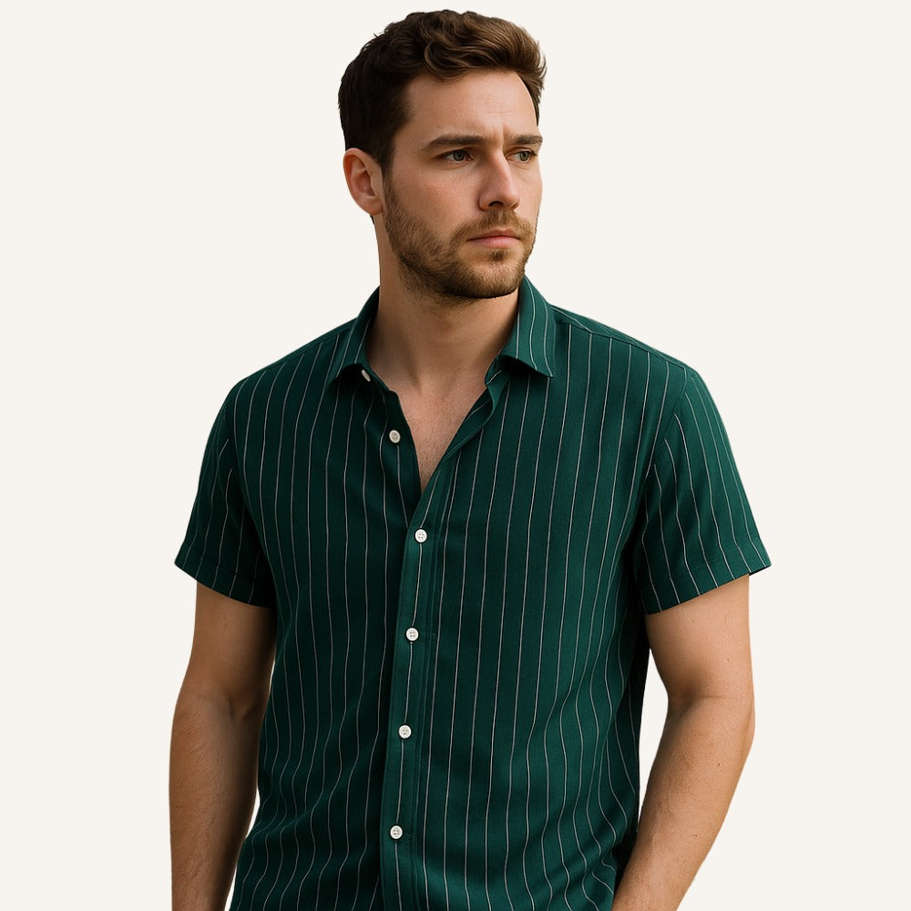 Camisa Masculina Listrada Old Money Verde Nautic