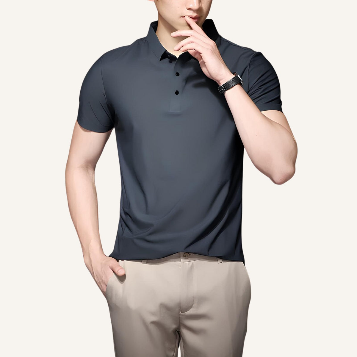 Camisa Polo Masculina Seda Gelo - Anti Amassado