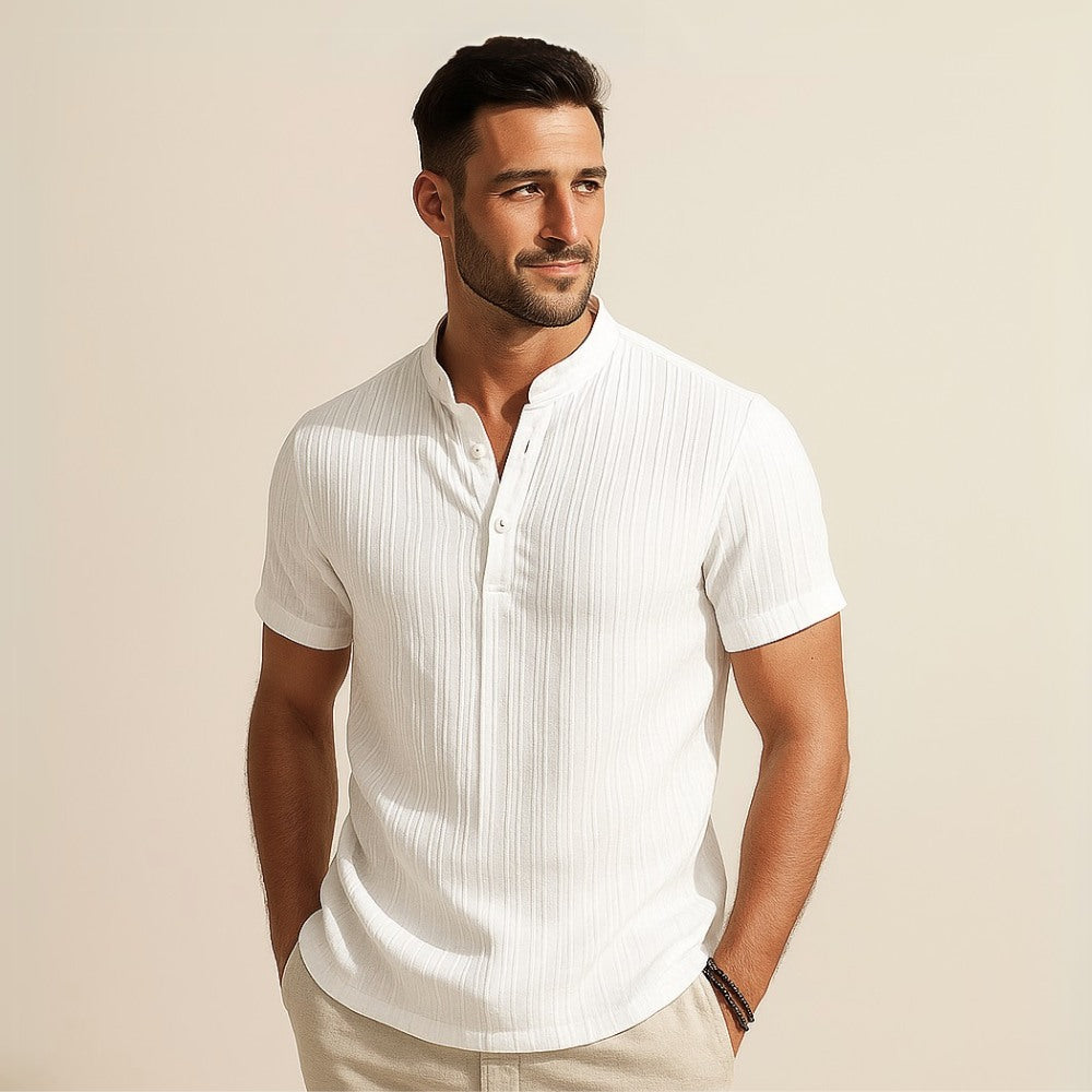 Camisa de Linho Listrada Old Money Richelieu