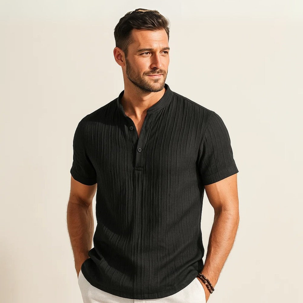 Camisa de Linho Listrada Old Money Richelieu