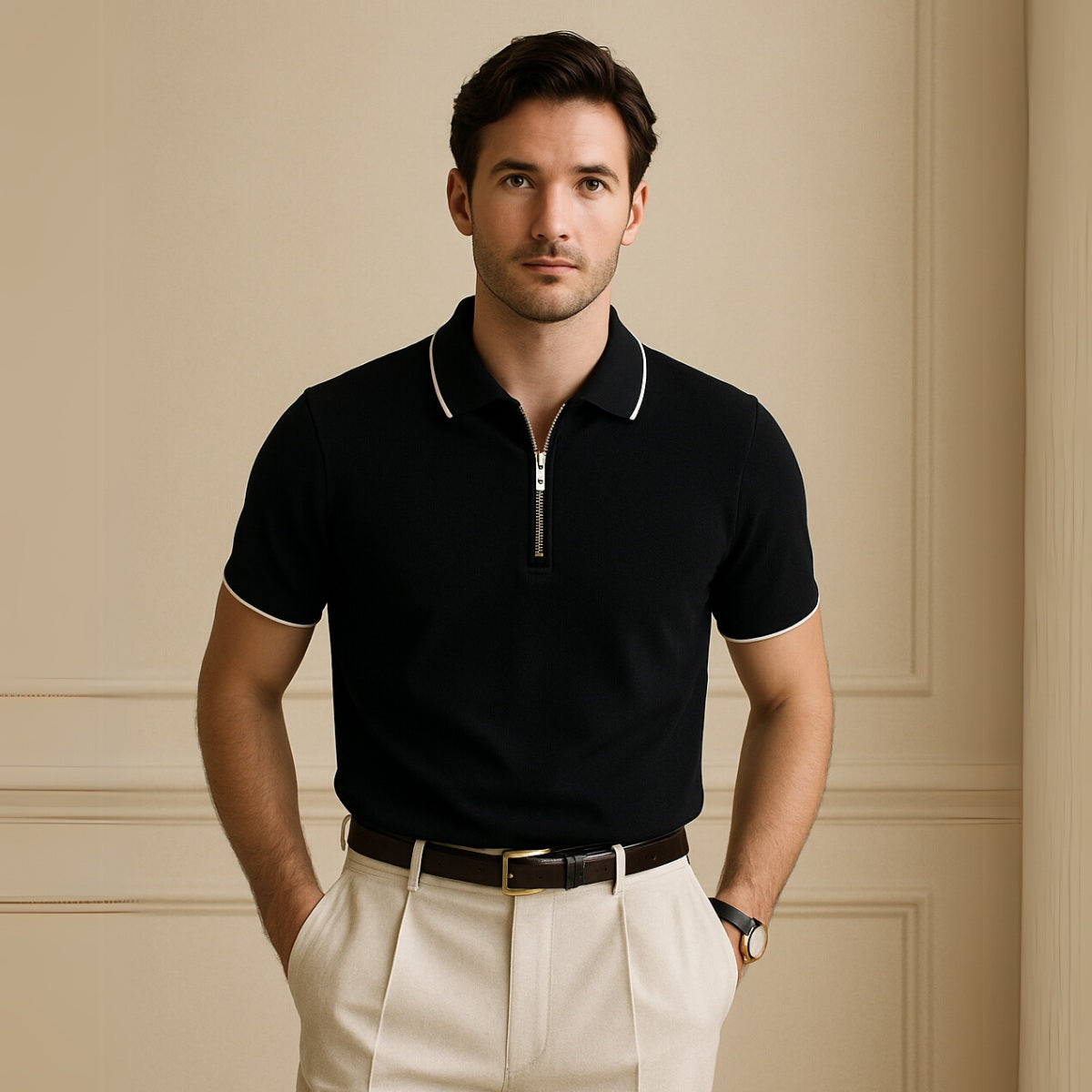 Camisa Polo com Zíper Old Money Manttan