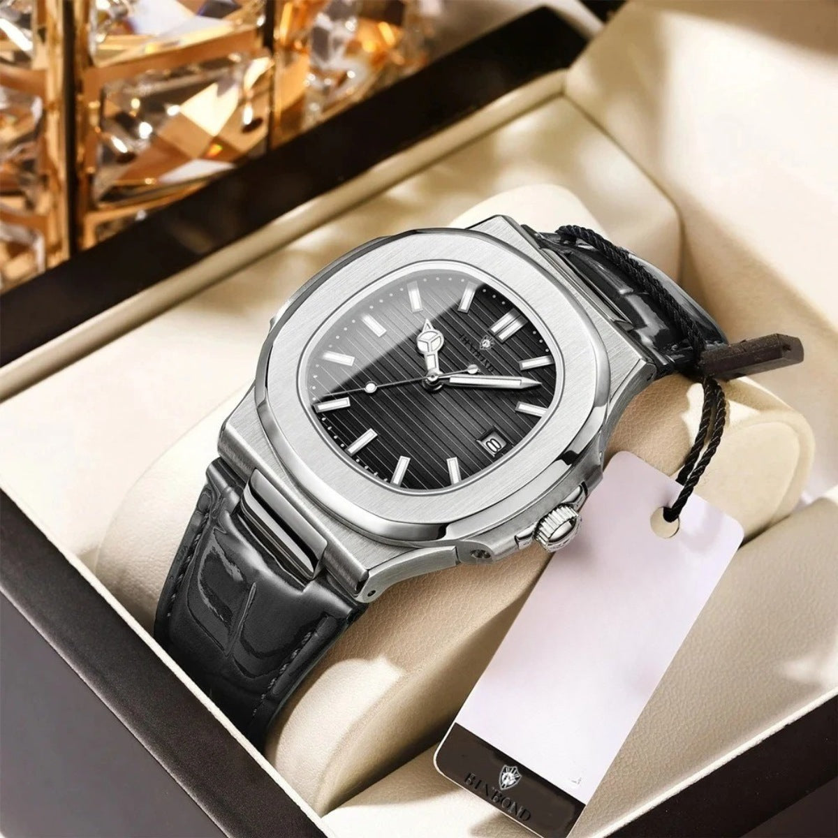 Relógio de Couro Preto Luxe Felotti